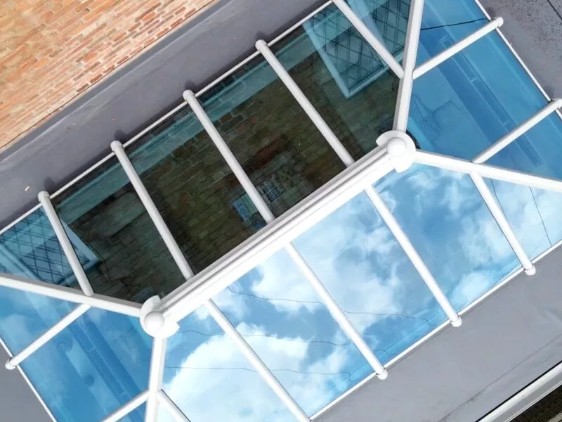 A glass lantern roof