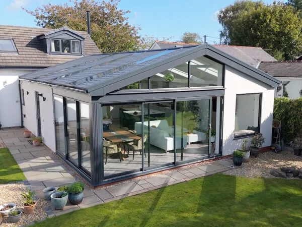 Clearview Living Space with Glass Roof Panels on Tiled Roof
