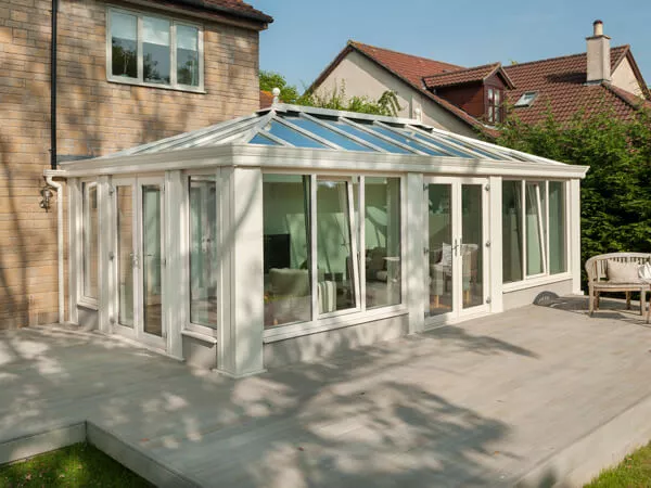 Modern Conservatory Featuring French Doors